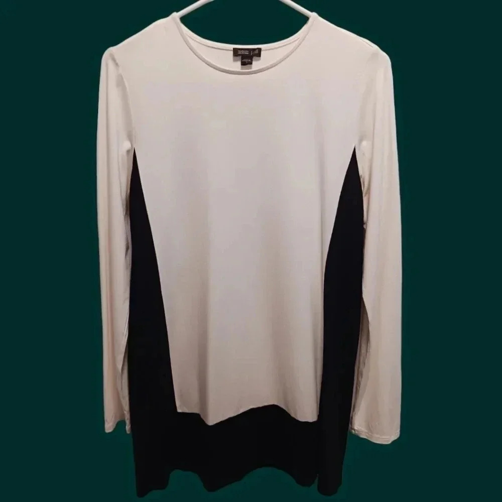 J.jill tunic blouse top blk & white size Small